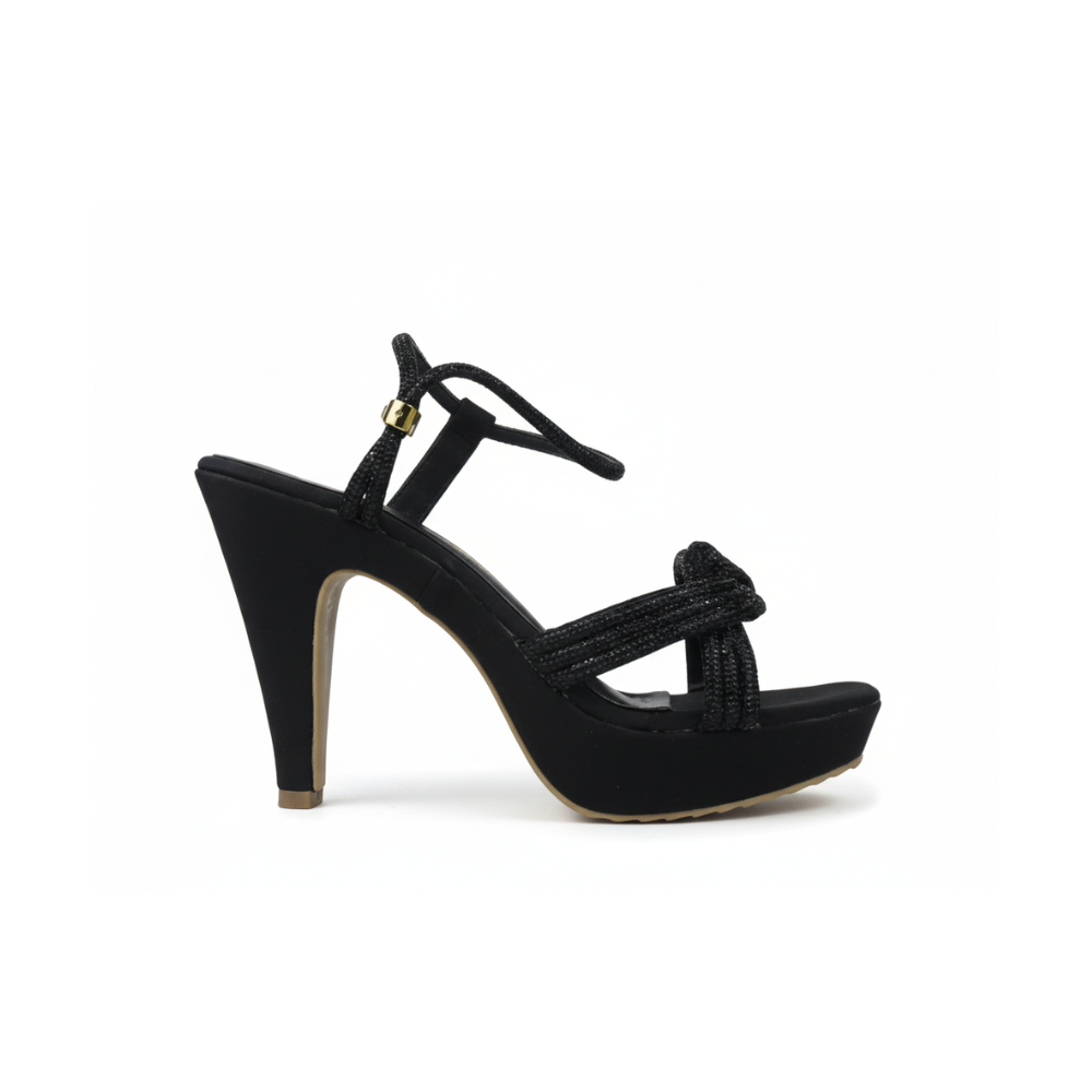 Elegant Nude Platform High Heel Sandals for Women – Sparkly Strappy Party Wear Heels