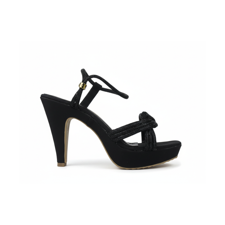 Elegant Nude Platform High Heel Sandals for Women – Sparkly Strappy Party Wear Heels