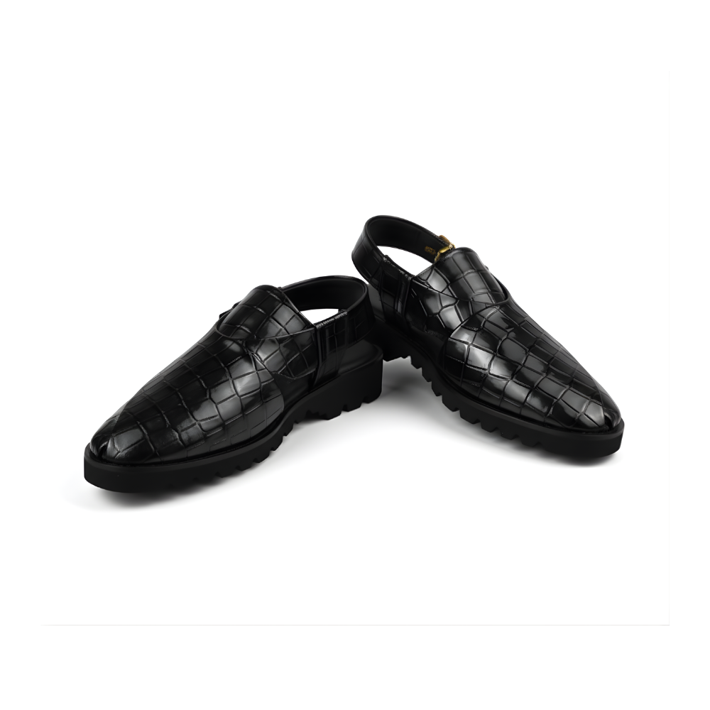 Croc-Textured Luxury Peshawari Chappal