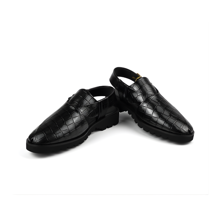 Croc-Textured Luxury Peshawari Chappal