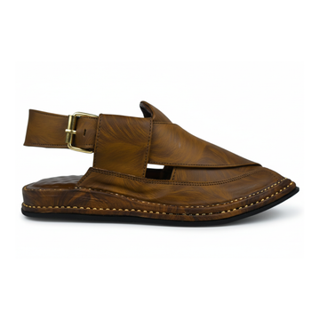 Brown khari  with a strap on a white background