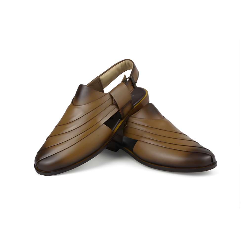 Men’s Glossy Black Peshawari Chappal