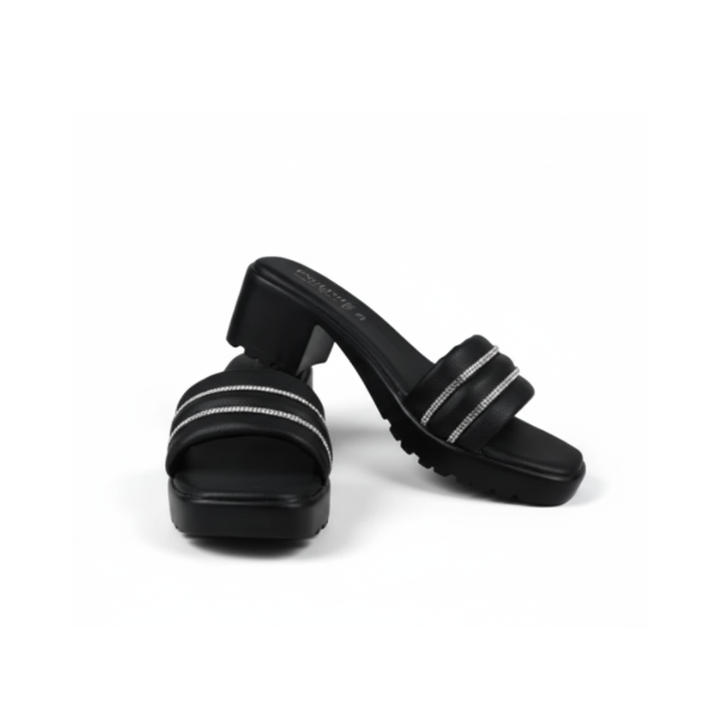 GleamLine Block Heel Slippers