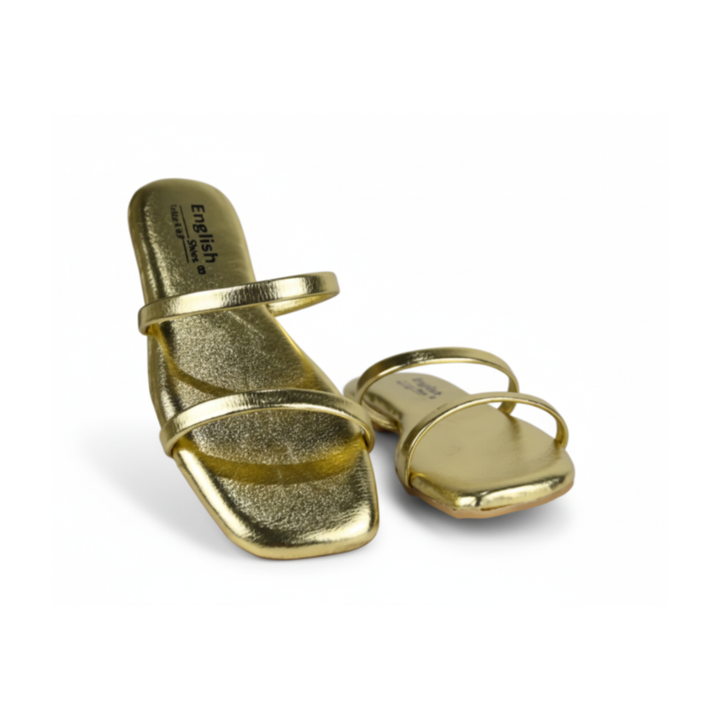 Women's Black Double Strap Flat Slippers