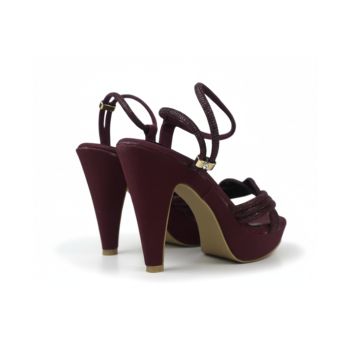 Elegant Nude Platform High Heel Sandals for Women – Sparkly Strappy Party Wear Heels