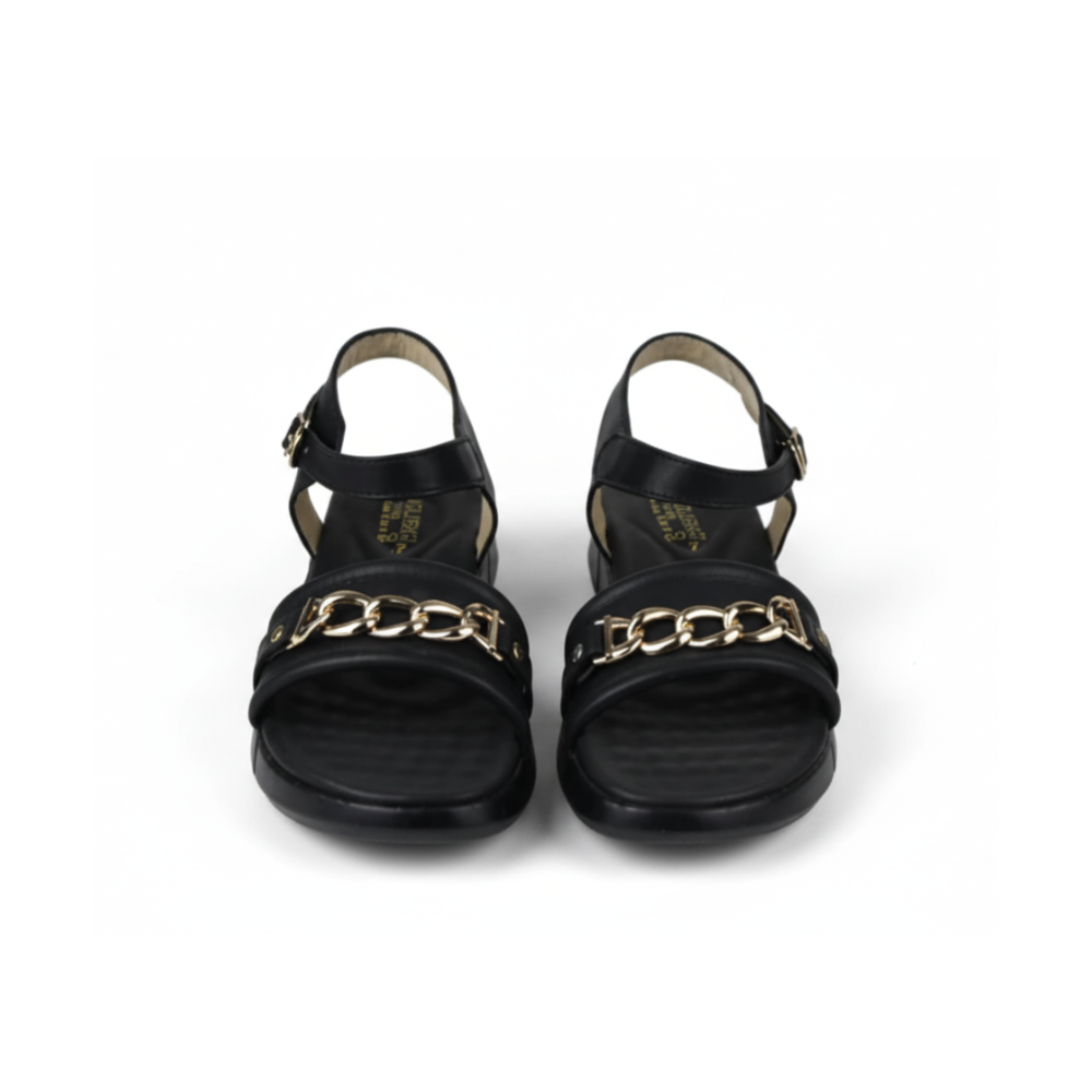 Women's Comfort Sandals with Gold Chain Detail