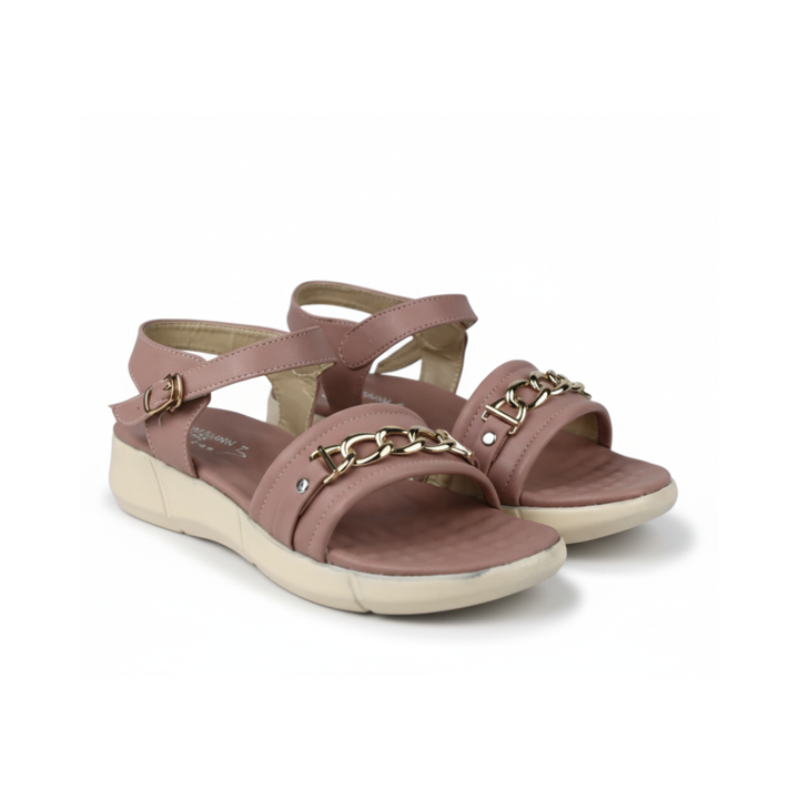 Women's Comfort Sandals with Gold Chain Detail