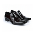 Pair of maroon dress shoes on a white background