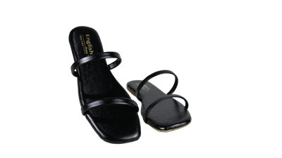 Women's Black Double Strap Flat Slippers