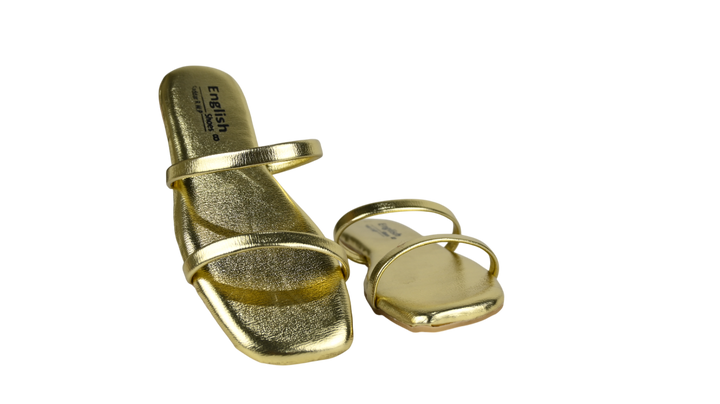 Women's Black Double Strap Flat Slippers