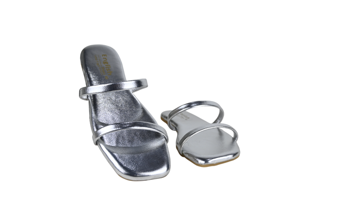 Women's Black Double Strap Flat Slippers