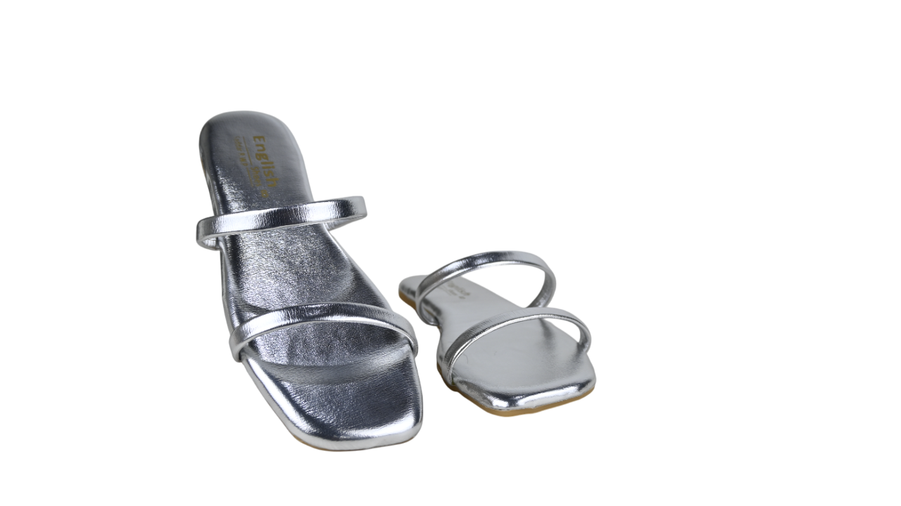Women's Black Double Strap Flat Slippers