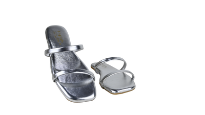 Women's Black Double Strap Flat Slippers