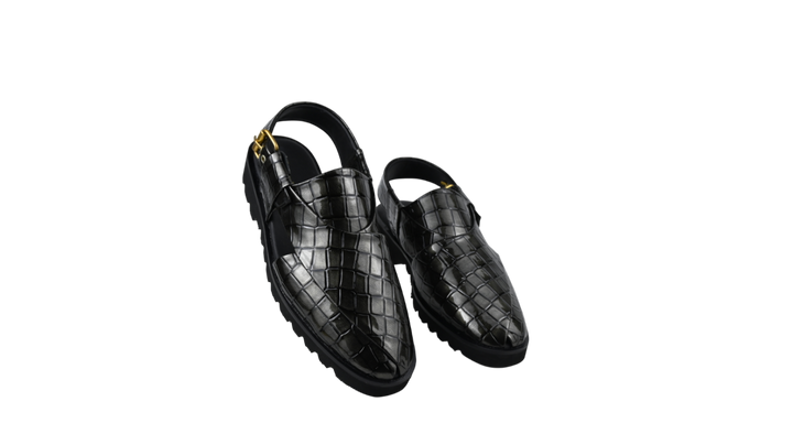 Croc-Textured Luxury Peshawari Chappal