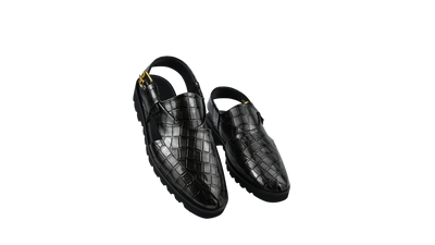 Croc-Textured Luxury Peshawari Chappal