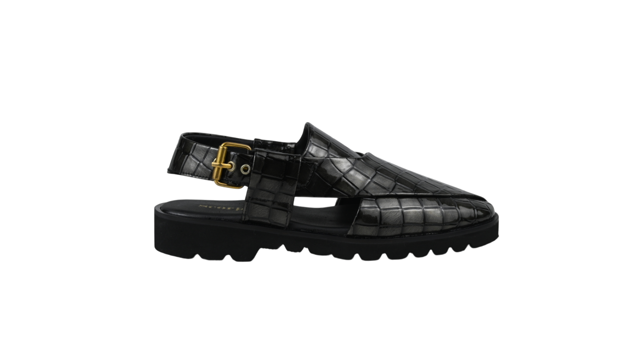 Croc-Textured Luxury Peshawari Chappal