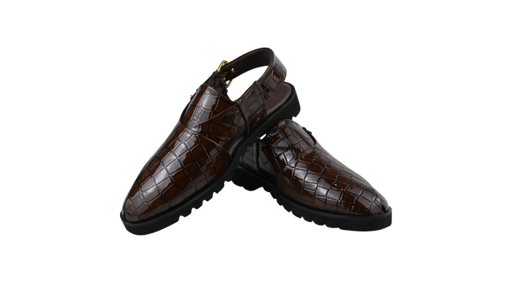 Croc-Textured Luxury Peshawari Chappal