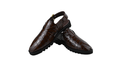 Croc-Textured Luxury Peshawari Chappal