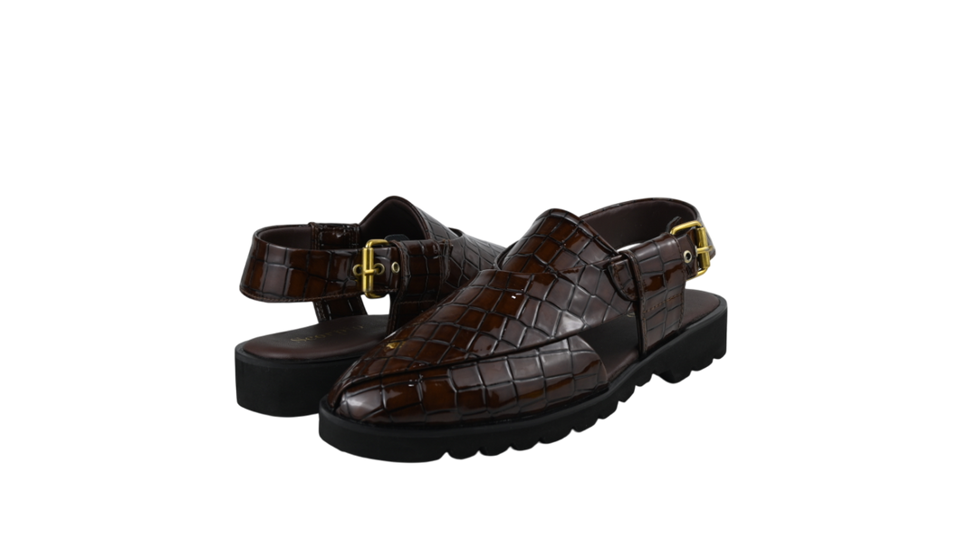 Croc-Textured Luxury Peshawari Chappal