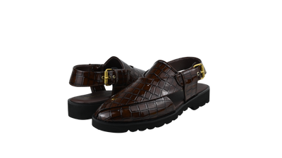 Croc-Textured Luxury Peshawari Chappal