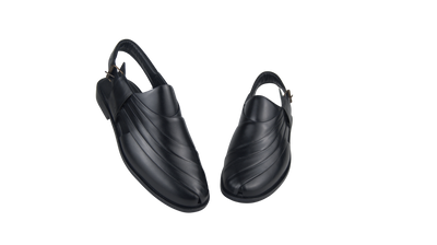Men’s Glossy Black Peshawari Chappal