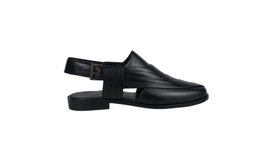 Men’s Glossy Black Peshawari Chappal