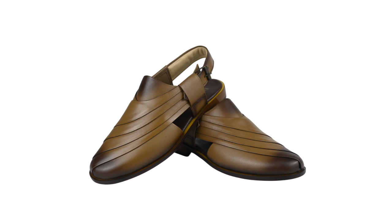 Men’s Glossy Black Peshawari Chappal