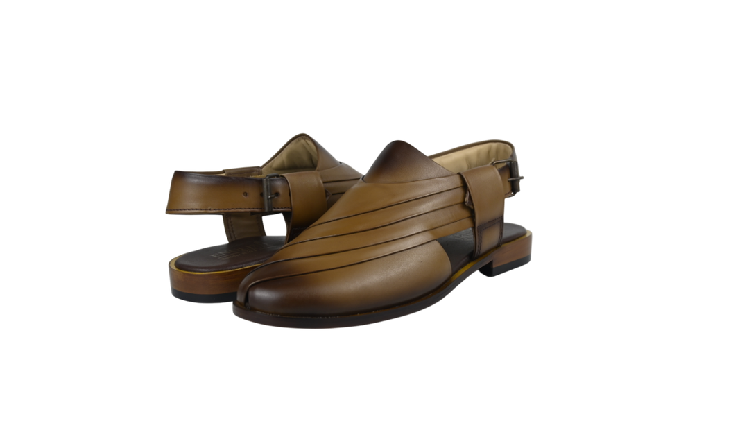 Men’s Glossy Black Peshawari Chappal