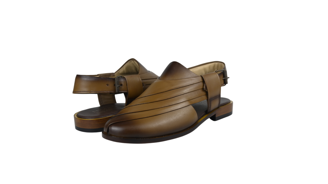 Men’s Glossy Black Peshawari Chappal