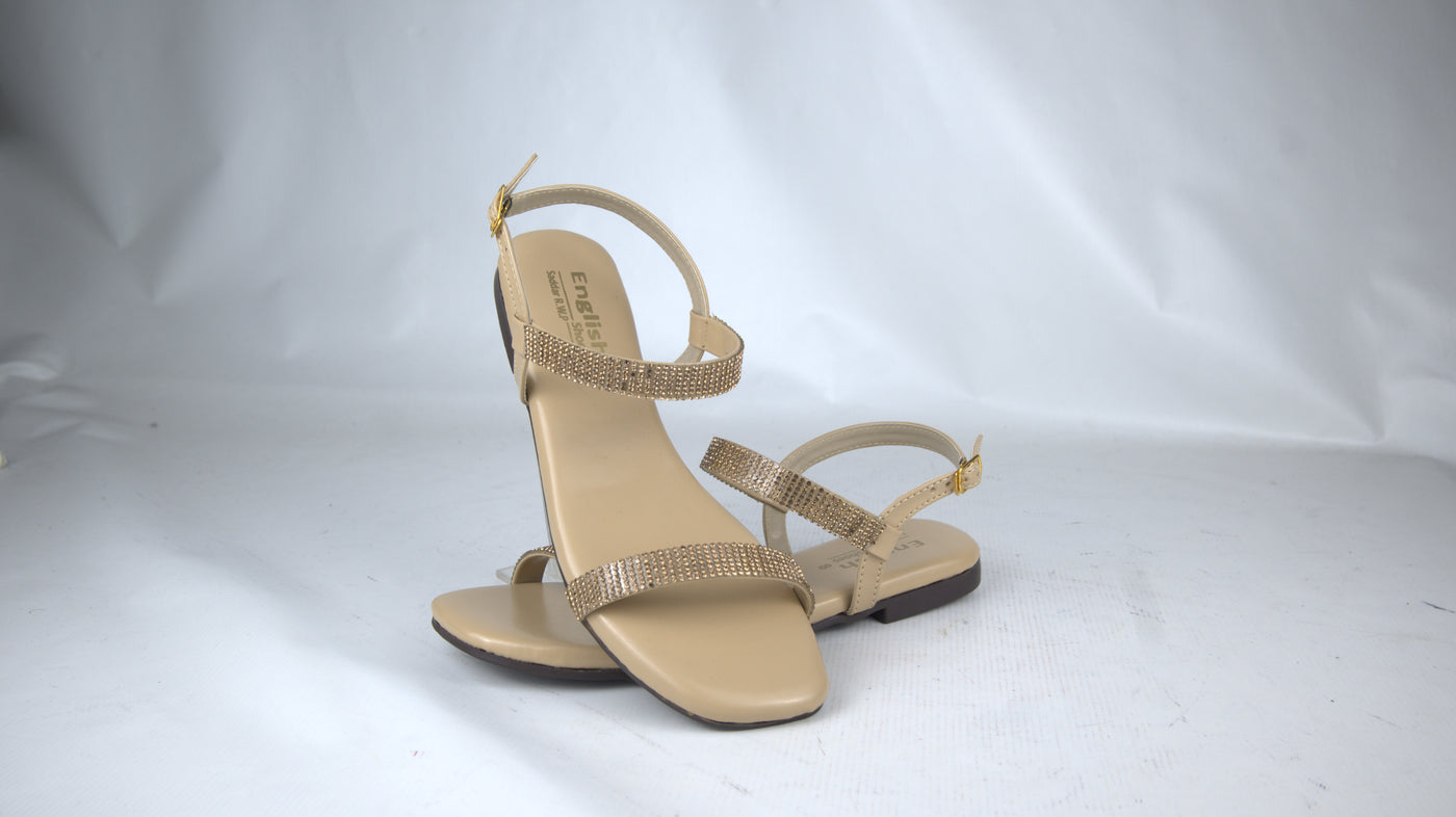Women's Glitter Strap Flat Sandals