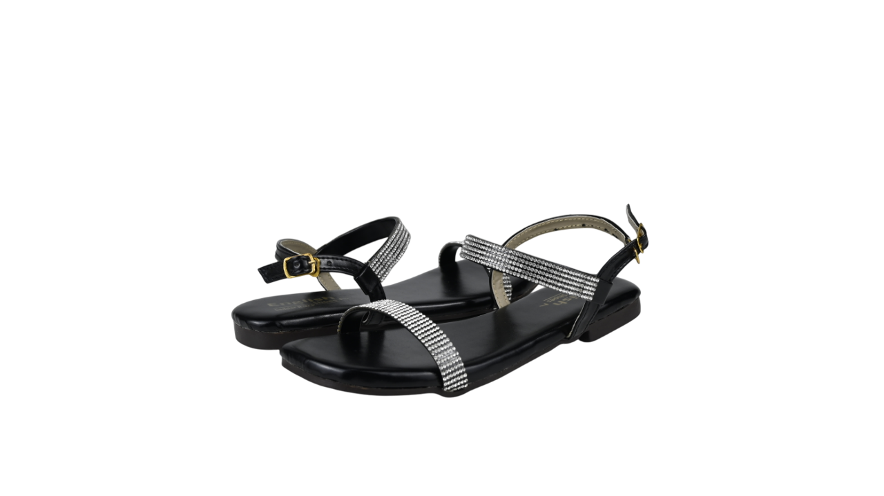 Women's Glitter Strap Flat Sandals