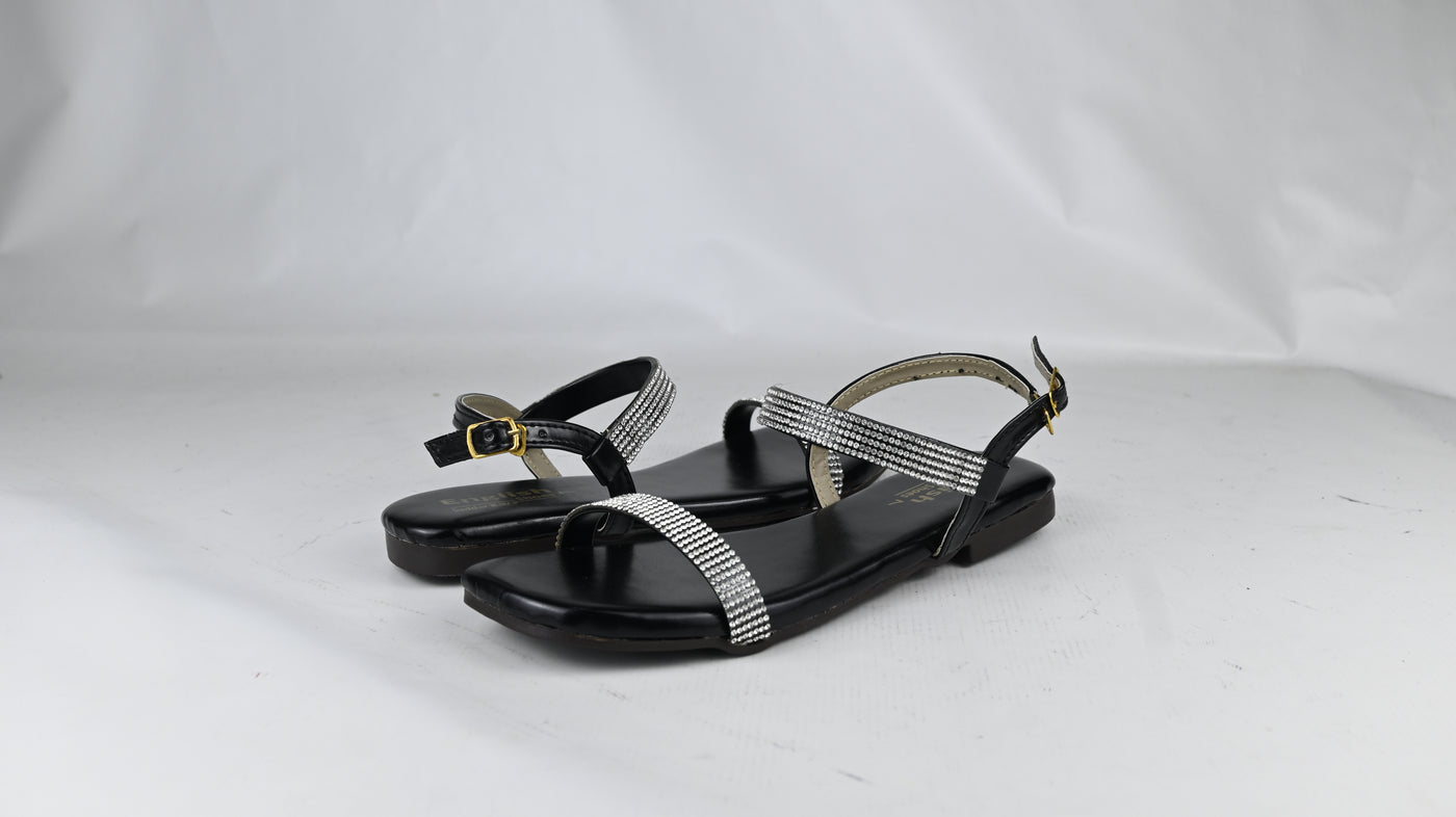 Women's Glitter Strap Flat Sandals