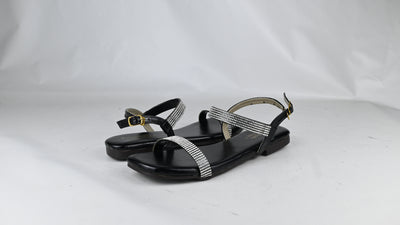 Women's Glitter Strap Flat Sandals