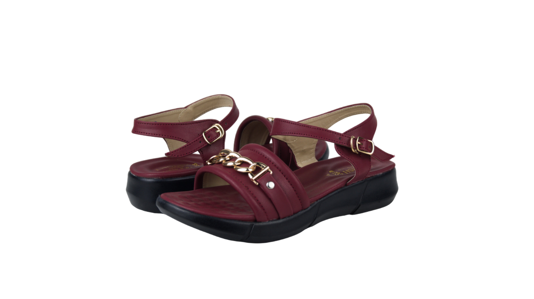Women's Comfort Sandals with Gold Chain Detail