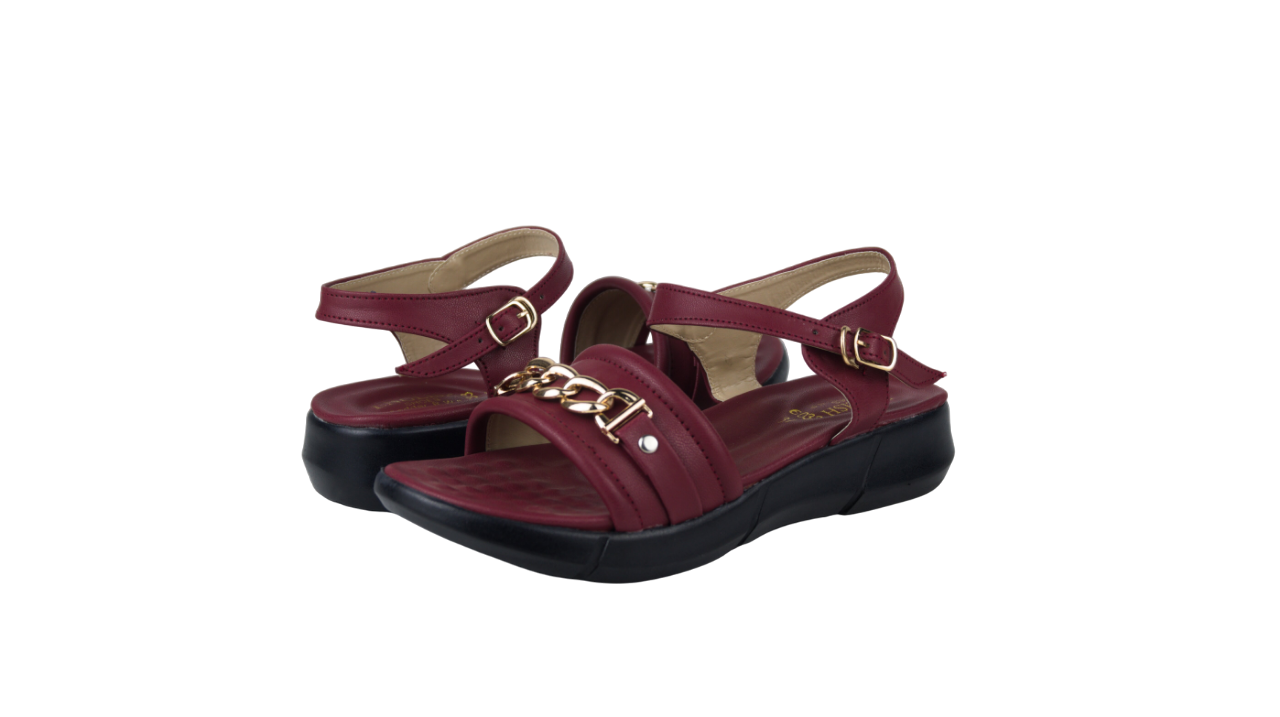 Women's Comfort Sandals with Gold Chain Detail