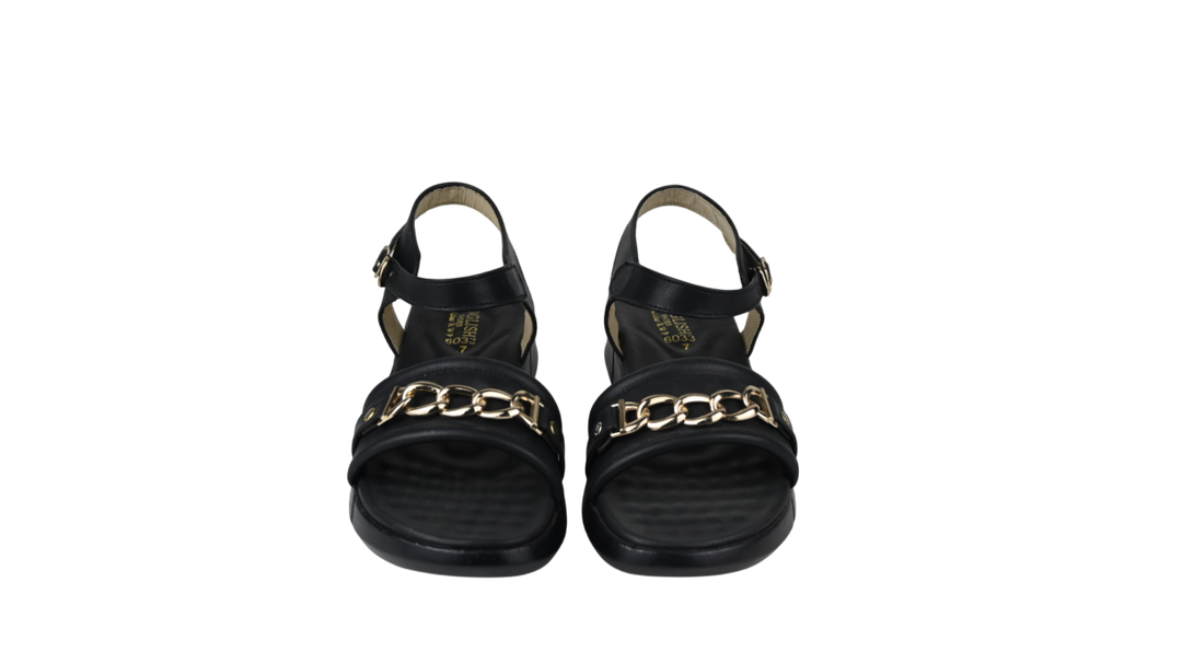 Women's Comfort Sandals with Gold Chain Detail