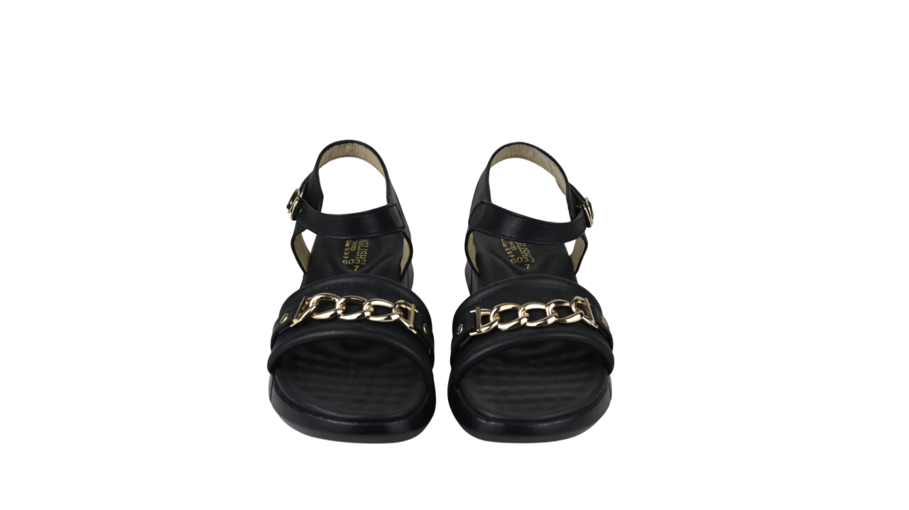 Women's Comfort Sandals with Gold Chain Detail