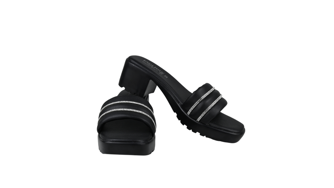GleamLine Block Heel Slippers