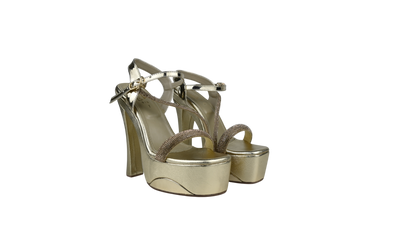 Women's Platform High Heel Sandals – Holographic Rhinestone Strappy Party Heels