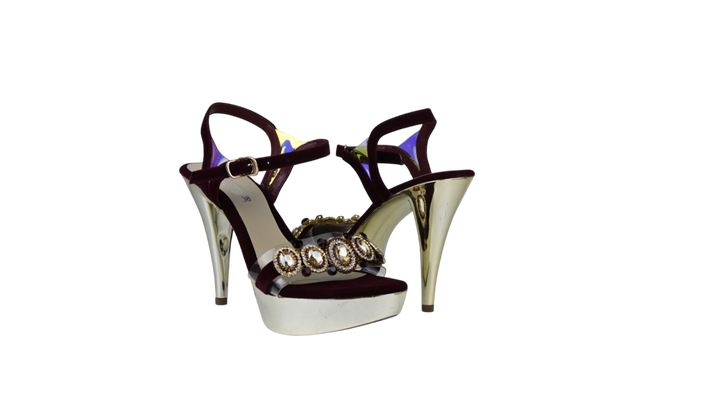 Glittery Braided Platform Heels – Stylish Block Heel Sandals for Women