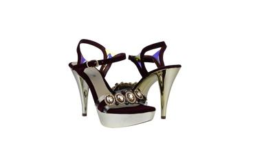 Glittery Braided Platform Heels – Stylish Block Heel Sandals for Women