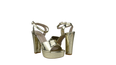 Metallic Platform Block Heel Sandals for Women – Party Wear Ankle Strap Heels