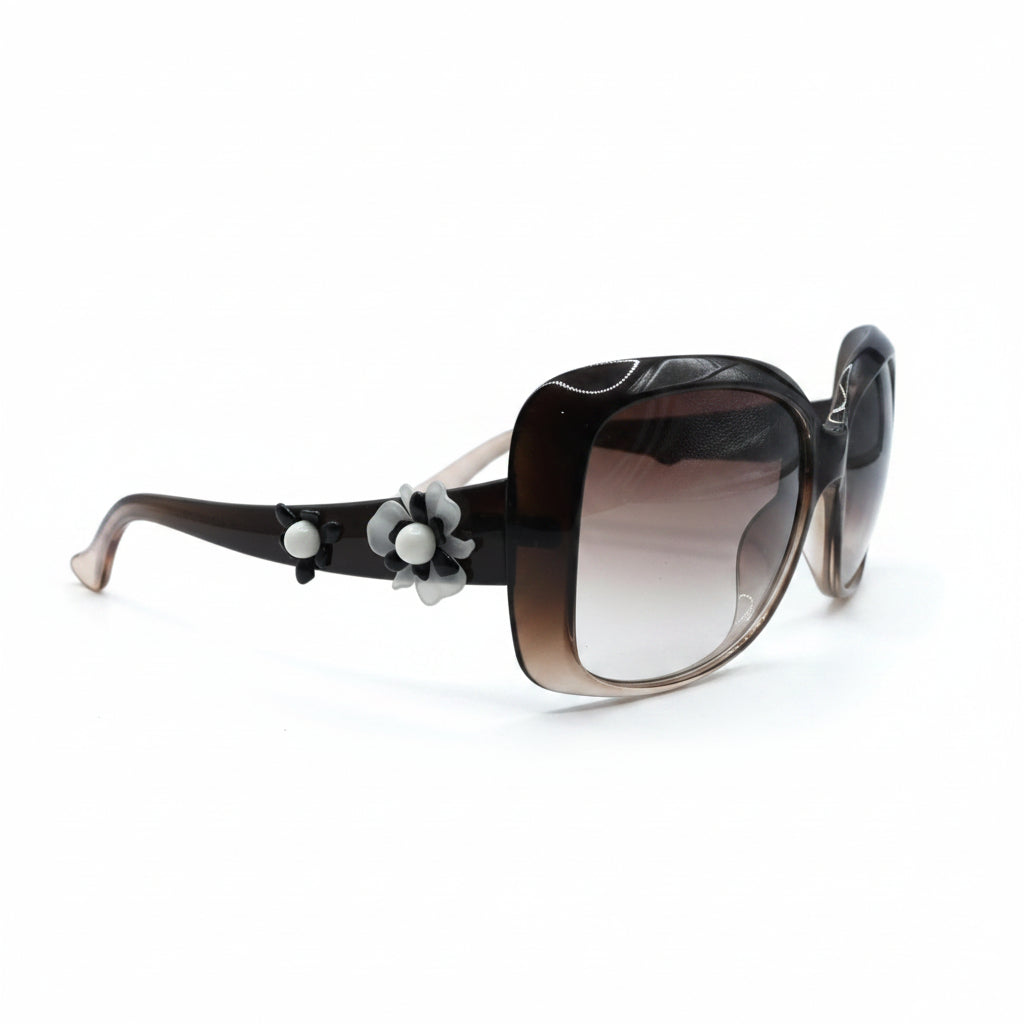 Oversized Square Sunglasses | Brown to Clear Gradient Frame | Brown Gradient Lenses