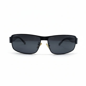 Slim Rectangle Metal Sunglasses | Matte Black Metal Frame | Dark Smoke Lenses