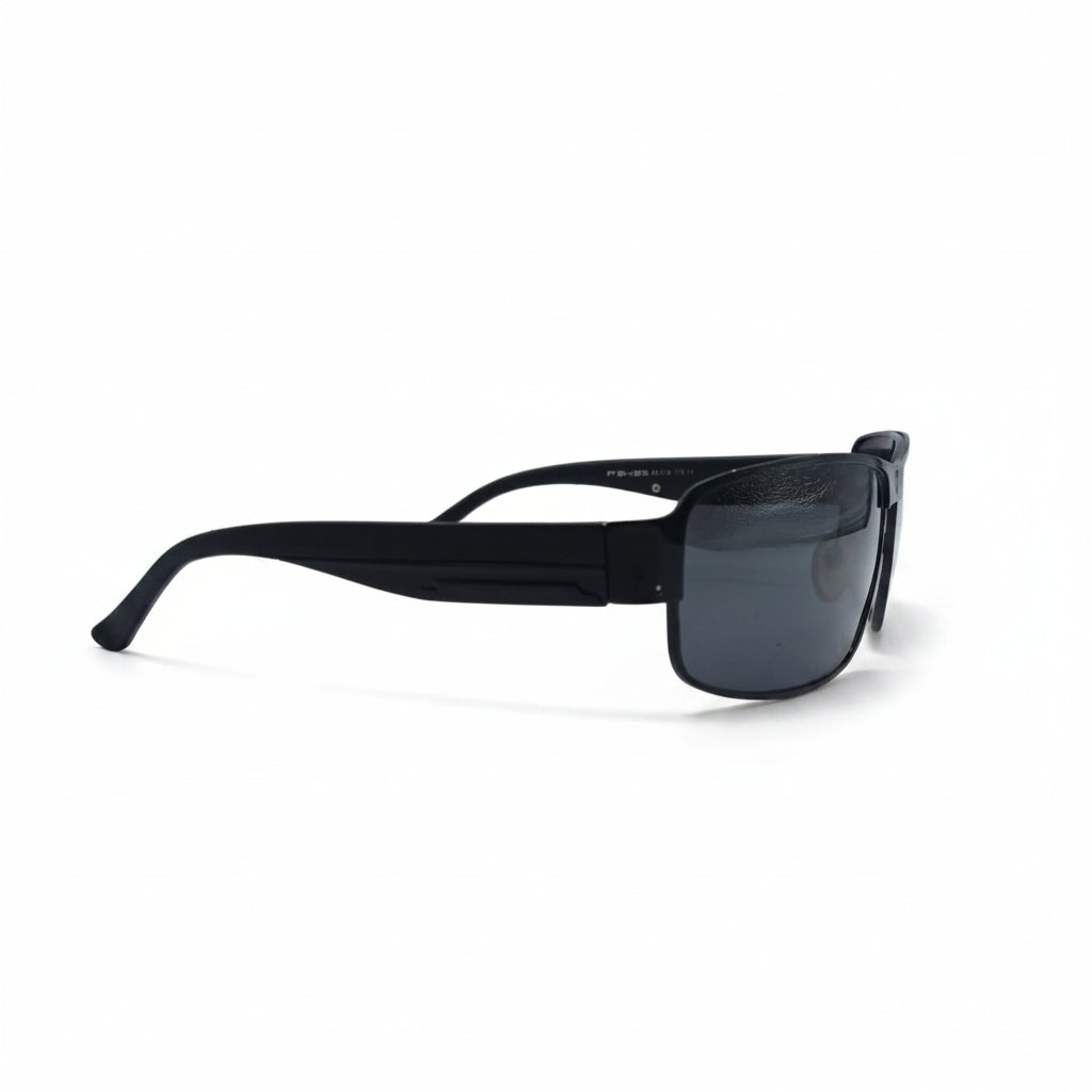Slim Rectangle Metal Sunglasses | Matte Black Metal Frame | Dark Smoke Lenses