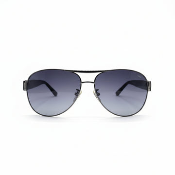 Classic Aviator Sunglasses | Gunmetal Grey Metal Frame | Blue Grey Gradient Lenses