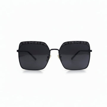 Oversized Square Metal Sunglasses | Matte Black Frame | Dark Smoke Lenses