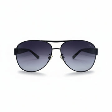 Classic Aviator Sunglasses | Matte Black Metal Frame | Blue Grey Gradient Lenses