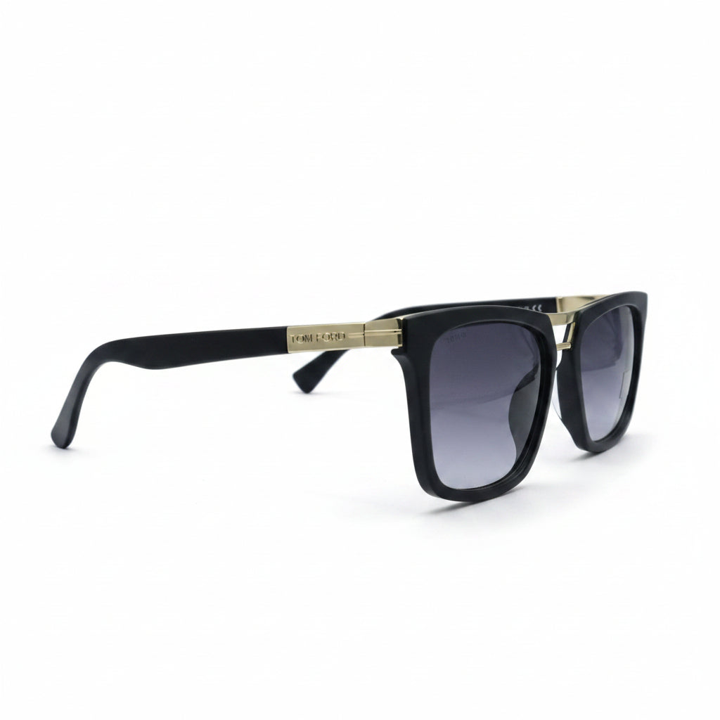 Square Wayfarer Sunglasses | Glossy Black Frame | Blue Grey Gradient Lenses