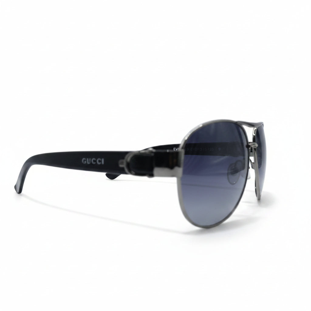 Classic Aviator Sunglasses| Double Brow Bar | Deep Blue Gradient Lenses